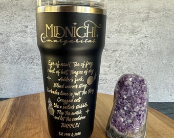 Midnight margaritas tumbler for Practical Magic margarita party cup personalized witchy cocktail glass with saltable lid by Reduce