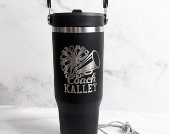 Personalized Cheer Coach Stanley Tumbler Gift for cheerleading coach Stanley customized water bottle for coach with athlete signatures