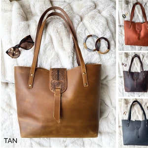 Bolso de mano de cuero marrón personalizado, bolso de hombro de cuero genuino, bolso de cuero grande, regalo de nuevo trabajo para ella, bolso de mano de cuero para ella