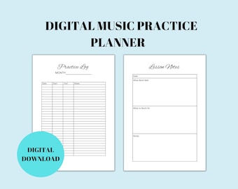 Planejador de prática musical para impressão para músicos/estudantes de música