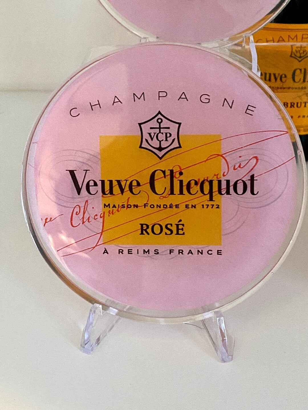 Veuve Clicquot Rosé Coasters Set of 2. Etsy