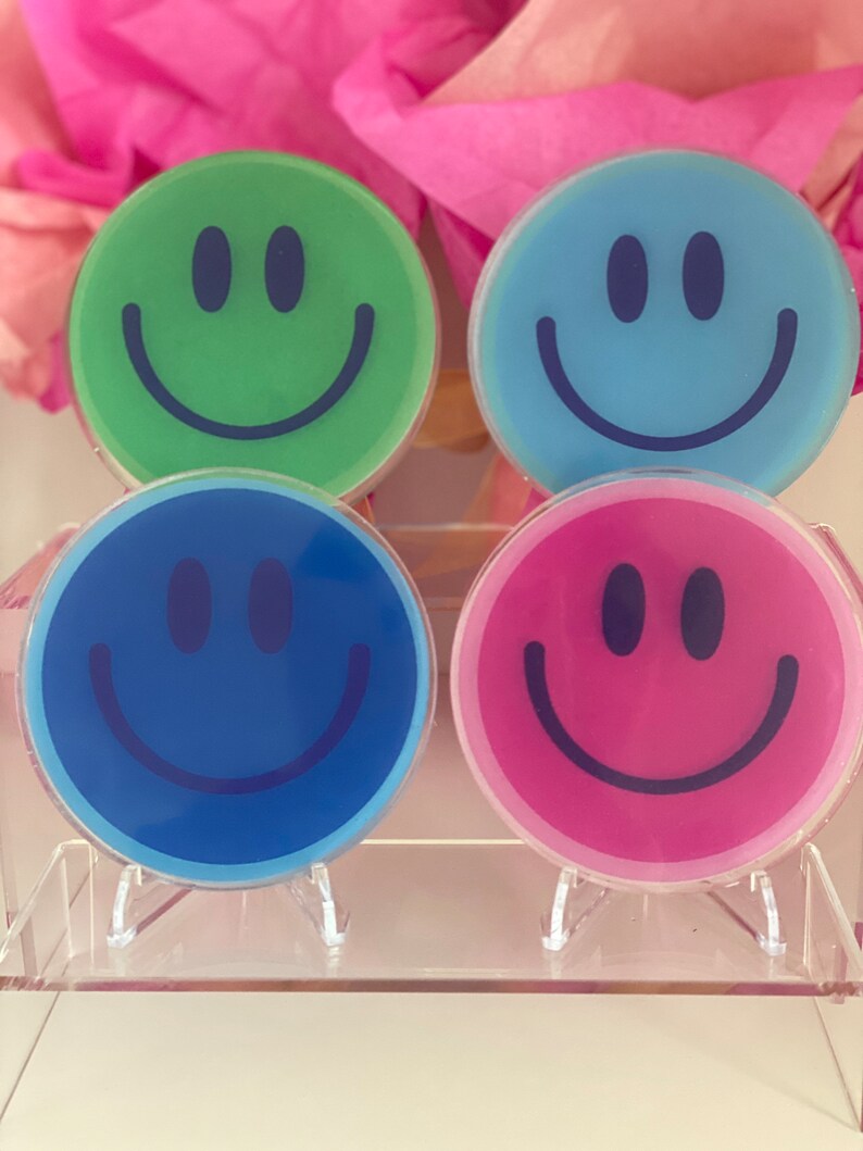 Happy Face Coasters Preppy Coasters Bar Cart Styling Drink Etsy