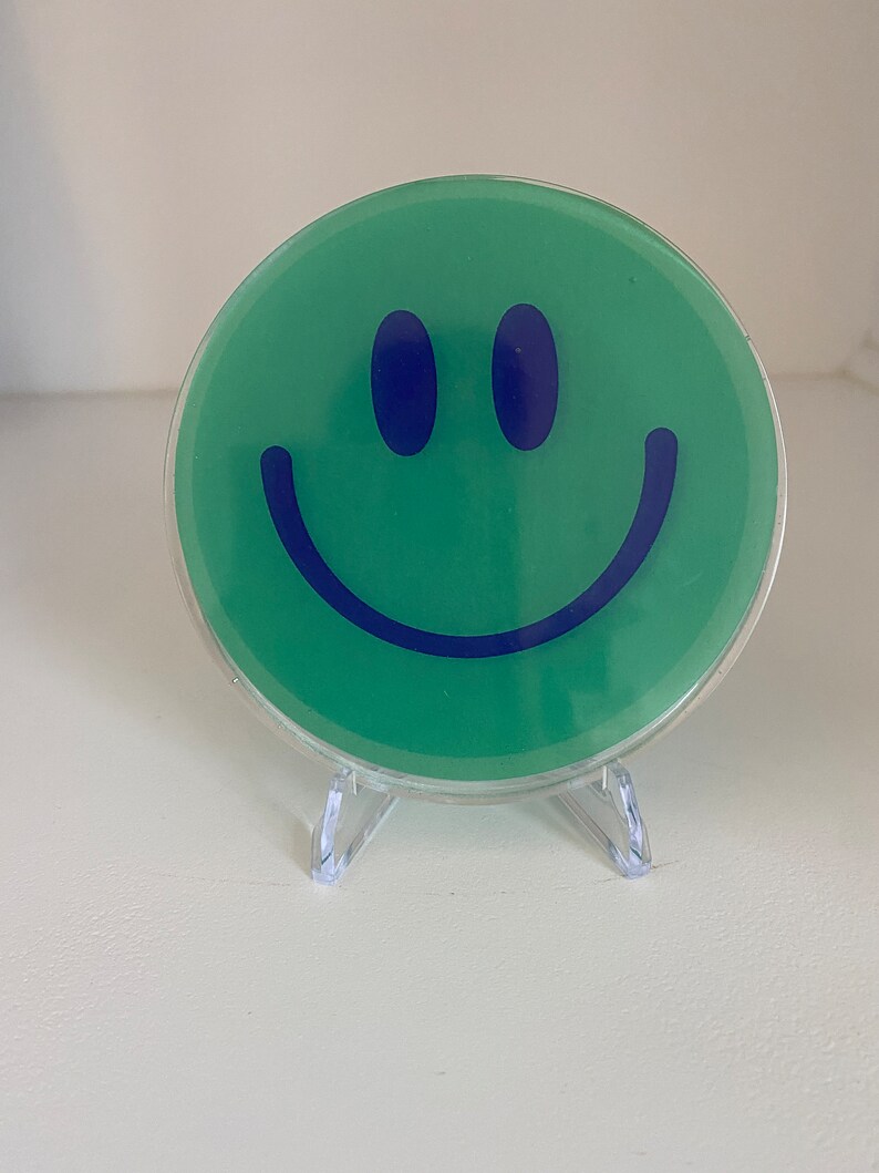 Happy Face Coasters Preppy Coasters Bar Cart Styling Drink Etsy