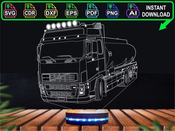 Euro Truck FH Tanker Lkw, 3D Led Lamp File Truck, Vector, Laser