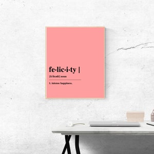 Felicity Definition | Digital Print Design | Downloadable | Word | Wall Art | Digital Download | Printable Poster