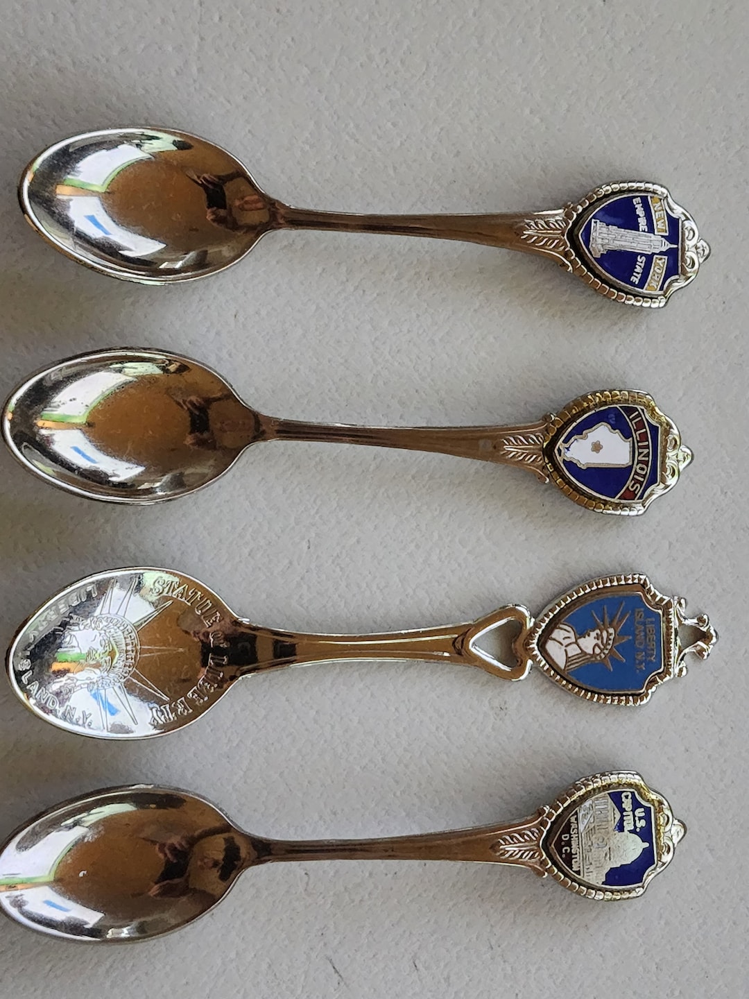 Vintage Collectible Spoons New York, Illinois, US Capitol, Liberty