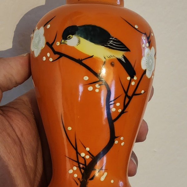 Japanese Vase With Bird and Flowers Etsy