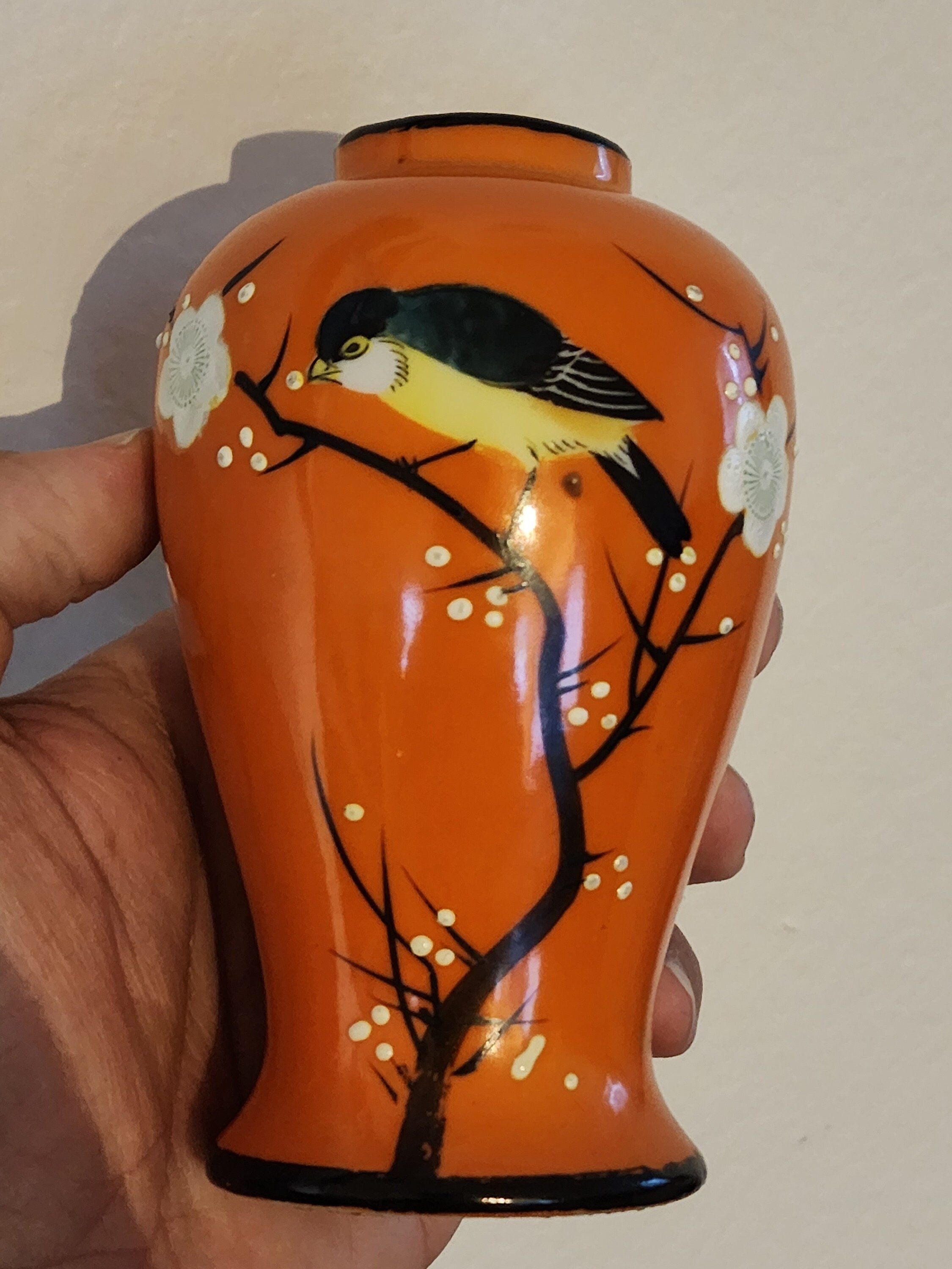 Japanese Vase With Bird and Flowers Etsy