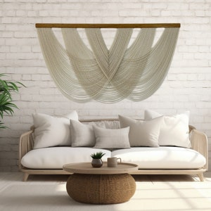 Large Macrame Wall Hanging Beige Fiber Art Tapestry Textile Art Dip Dye Tapestry Wall Hanging Boho Wall Decor Custom Woven Tapestry