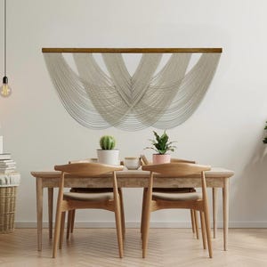 Extra Large Macrame Wall Hanging Woven Tapestry Beige Fiber Art Mid Century Modern Wall Decor Conntemporary Art