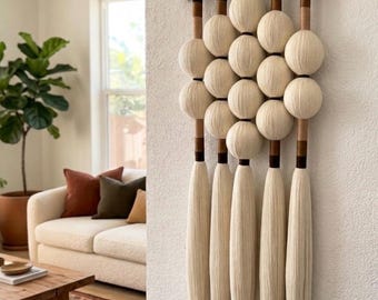 Boho Macrame Wall Hanging, Modern Woven Tapestry, Natural Cotton Fiber Art