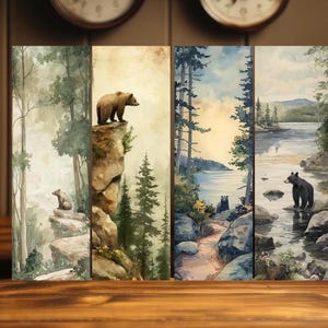Bear Watercolor Bookmark Set/Forest Page Marker/Nature Lover Gift/Bookish Gifts for Readers