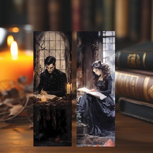 Witch and Vampire Reading Watercolor Bookmark Set/Dark Academia/Bookish Gifts for Readers