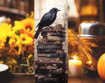 Gothic Black Raven in the Library Bookmark/Halloween Bookish Gifts for Readers