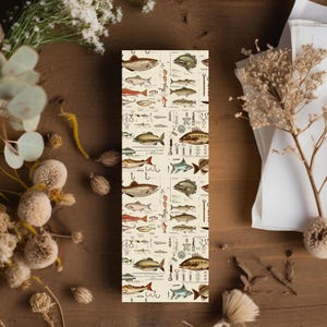 Segnalibro acquerello con scritta "Pesca"/regalo ispirato alla natura per amanti dei libri, segnalibro con scritta "Pescatore"/festa del papà