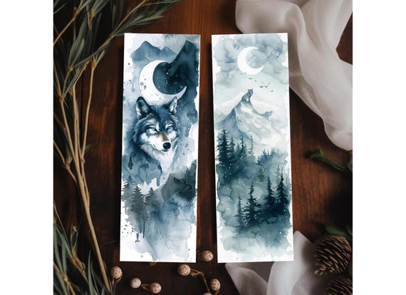 Wolf Watercolor Bookmark/Nature Inspired Gift for Book Lover, Wildlife