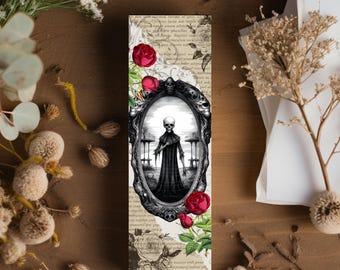 Marque-page gothique Skull & Roses/Cadeaux livresques d'Halloween pour les lecteurs