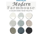 Modern Farmhouse Paint Color Palette, Sherwin Williams, Joanna Gaines, Alabaster, Coordinating Whole House Paint Color 2023