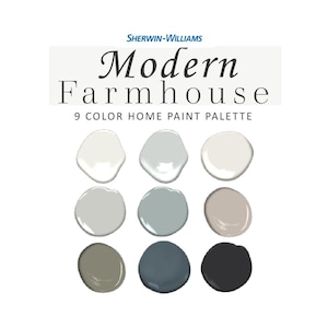 Modern boerderijverfkleurenpalet, Sherwin Williams, Joanna Gaines, albast, coördinerende verfkleur voor het hele huis 2023