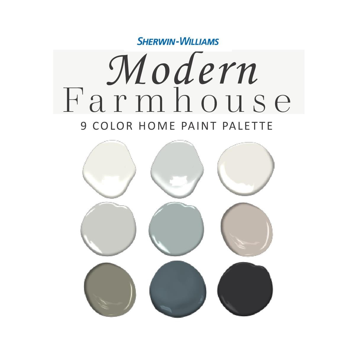 Modern Farmhouse Paint Color Palette, Sherwin Williams, Joanna Gaines
