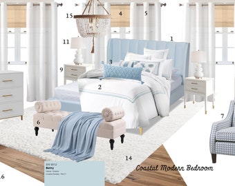 Coastal Style Bedroom|Bedroom Design|Beach House|Online Interior Design|Custom Interior Design Service|e-design|Interior Design|Blue Room