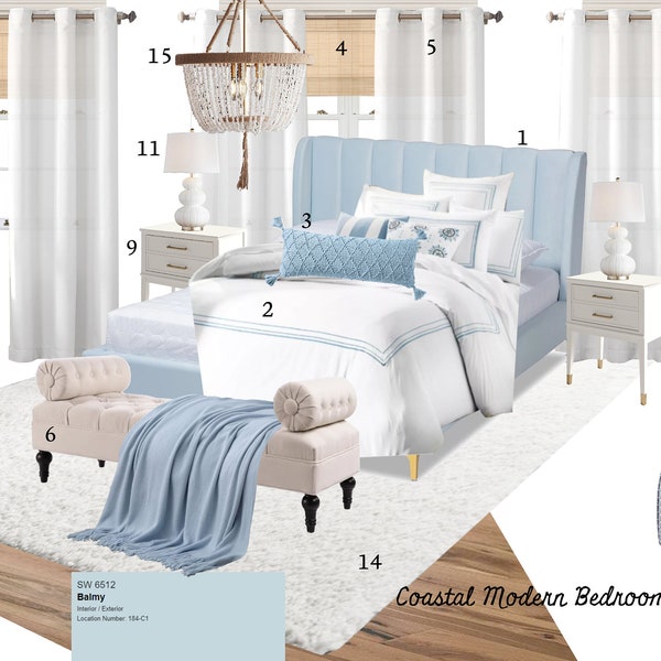 Coastal Style Bedroom|Bedroom Design|Beach House|Online Interior Design|Custom Interior Design Service|e-design|Interior Design|Blue Room