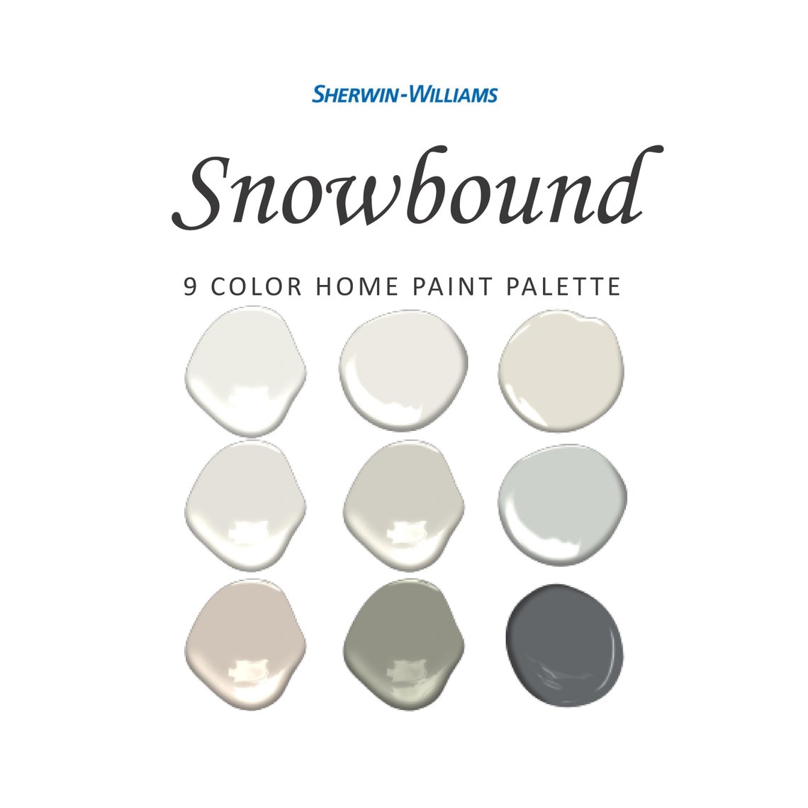 Sherwin Williams Snowbound Paint Color Palette, Snowbound Undertone