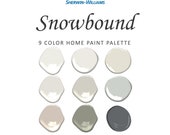 Sherwin Williams Snowbound Paint Color Palette, Snowbound Undertone, Interior Exterior Kitchen Cabinets, Best Neutral White Paint Color 2023