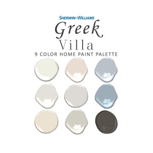 Sherwin Williams Greek Villa Paint Color Palette, Best White for Cabinets, Best Neutral Paint Colors, Coordinating Whole House Paint Colors