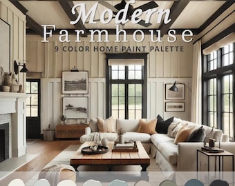 Modern Farmhouse Paint Color Palette, Sherwin Williams, Joanna Gaines, Alabaster, Coordinating Whole House Paint Color 2024