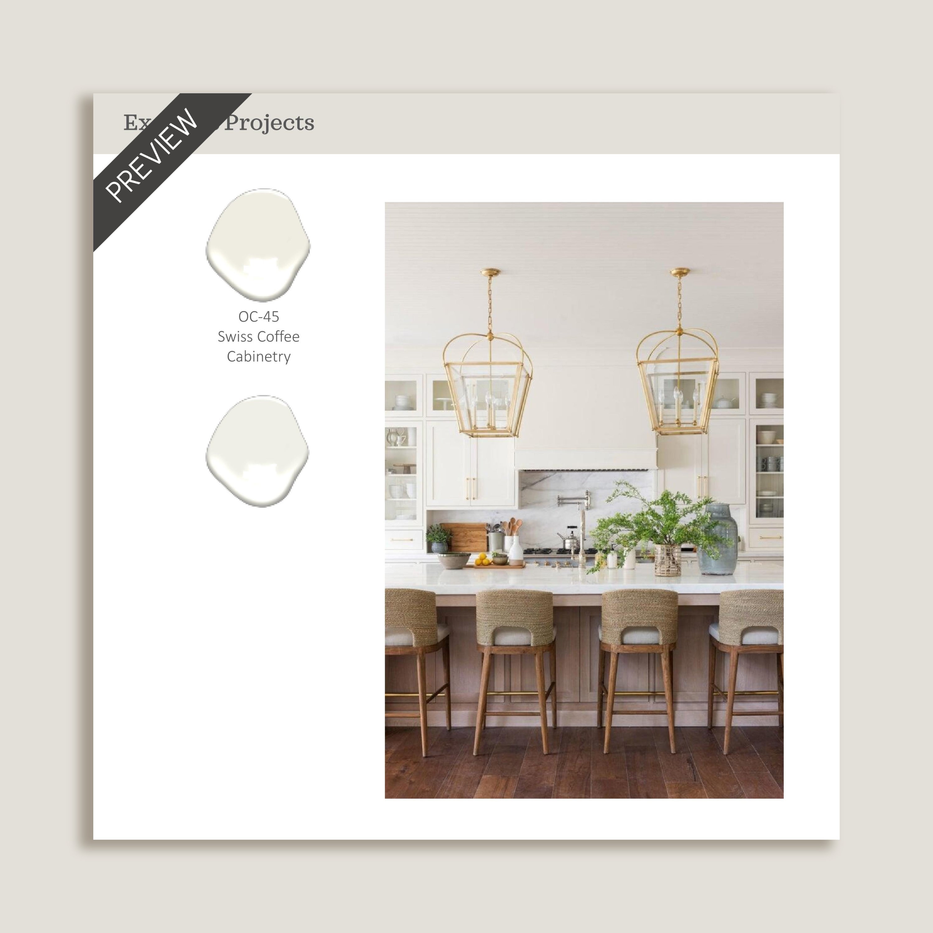 Benjamin Moore Swiss Coffee Paint Color Palette, Swiss Coffee Vs White