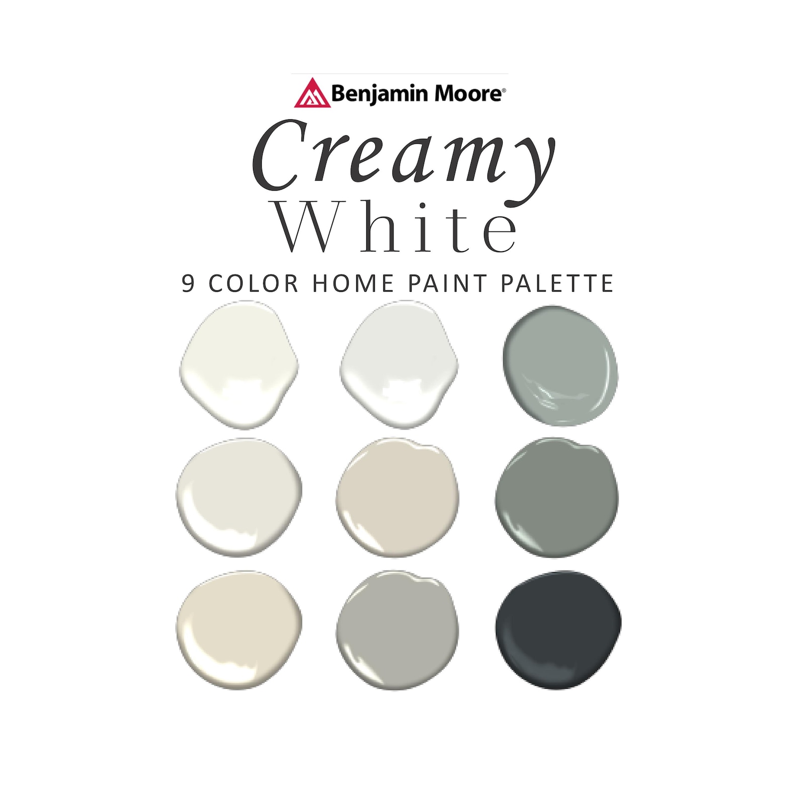 Benjamin Moore Creamy White Paint Color Palette, Best White, Creamy ...