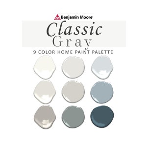 Paleta de colores de pintura gris clásica, Benjamin Moore, Gris clásico 1548, Exterior gris clásico, Mejor pintura gris, Color de pintura para toda la casa 2023