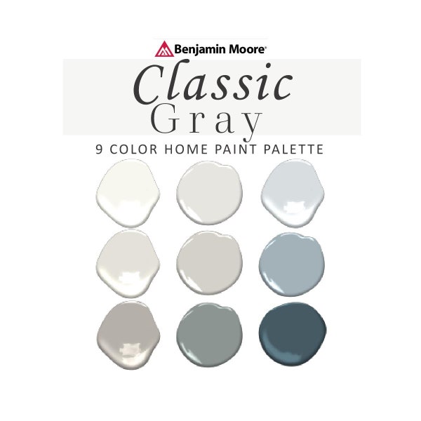 Classic Gray Paint Color Palette, Benjamin Moore, Classic Gray 1548, Classic Gray Exterior, Best Gray Paint, Whole House Paint Color 2023
