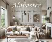 Alabaster Paint Color Palette, Sherwin Williams, Best White, Alabaster Undertone, Alabaster Exterior, Joanna Gaines, Whole House Paint Color