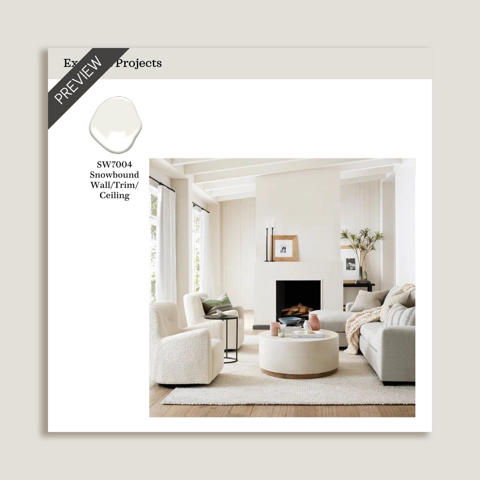 Sherwin Williams Snowbound Paint Color Palette, Snowbound Undertone