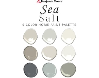 Benjamin Moore Sea Salt Paint Color Palette, Best Neutral Bedroom Bathroom Kitchen Cabinet Exterior, Coordinating Whole House Paint Color