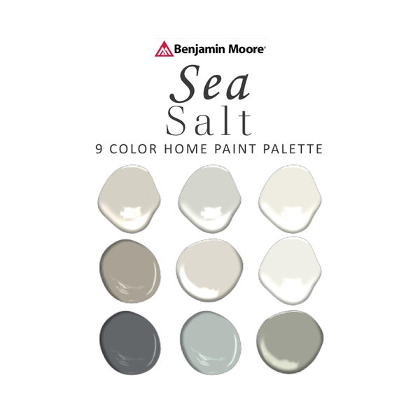 Benjamin Moore Sea Salt Paint Color Palette, Best Neutral Bedroom Bathroom Kitchen Cabinet Exterior, Coordinating Whole House Paint Color