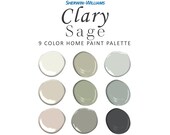 Sherwin Williams Clary Sage Paint Color Palette, Best Sage Green Paint Color, Best Green Gray Paint Color, Clary Sage Complementary Color