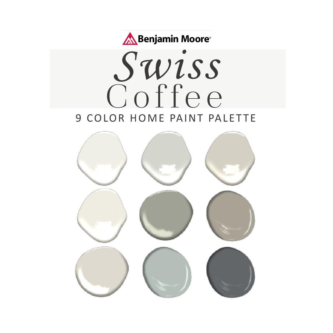 Benjamin Moore Swiss Coffee Paint Color Palette, Swiss Coffee Vs White