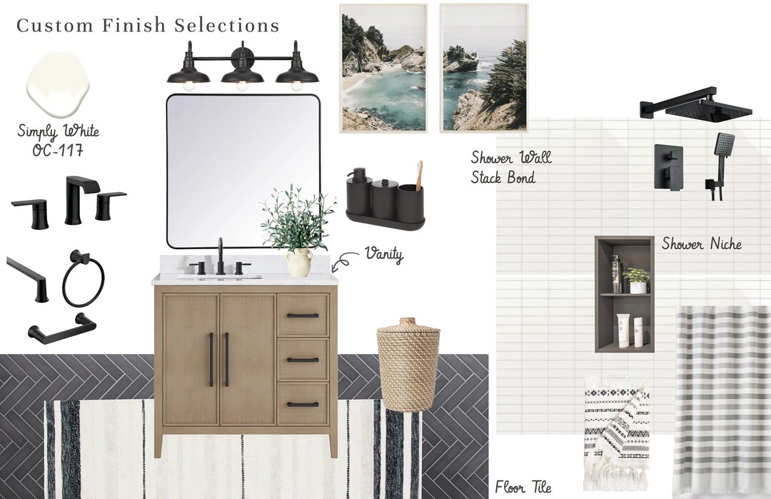 Modern Farmhouse Bathroom Design, Gray Bathroom Design, Neutral