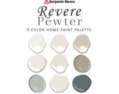 Benjamin Moore Revere Pewter Paint Color Palette, Best Neutral, Cabinets, Exterior, White Dove, Coordinating Whole House Paint Color 2023