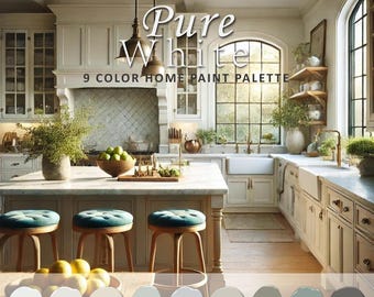 Paleta kolorów farb Pure White, Sherwin Williams, Najlepszy kolor farby White, Szafka kuchenna Pure White, Extra White, Kolor farby do całego domu