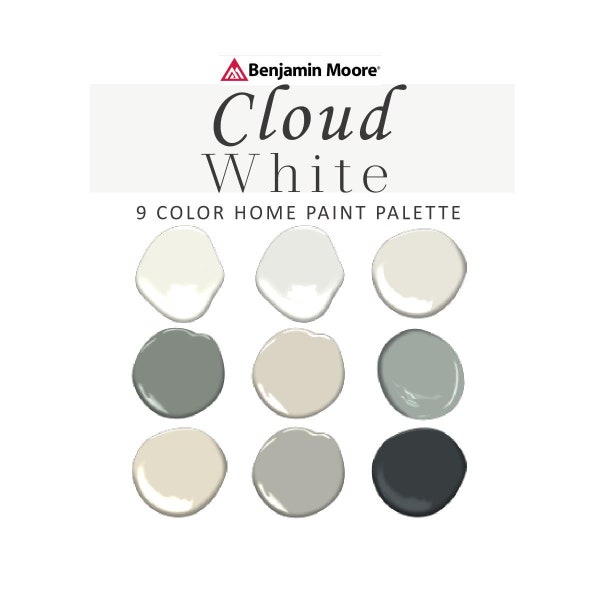Cloud White Paint Color Palette, Benjamin Moore, OC-130, Cloud White Undertone, Cloud White Kitchen Cabinet, Whole House Paint Color 2023