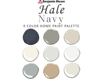 Hale Navy Paint Color Palette, Benjamin Moore, Hale Navy Accent Wall, Hale Navy Cabinet, Hale Navy Front Door, Blue Paint Color 2023, HC-154