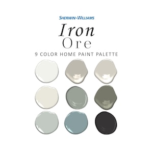 Sherwin Williams Iron Ore Paint Color Palette, Iron Ore Cabinets, Exterior, Garage Door, Iron Ore Complementary Colors, Black Paint Color