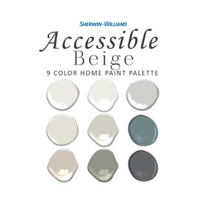 Sherwin Williams Accessible Beige Paint Color Palette, Cabinet, Exterior, Sea Salt, Snowbound, Coordinating Whole House Neutral Paint Colors
