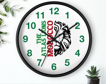 Morocco Lovers Gift, Atlas Lions Wall Clock, Morocco Football Team Wall Clock, Morocco Wall Decor