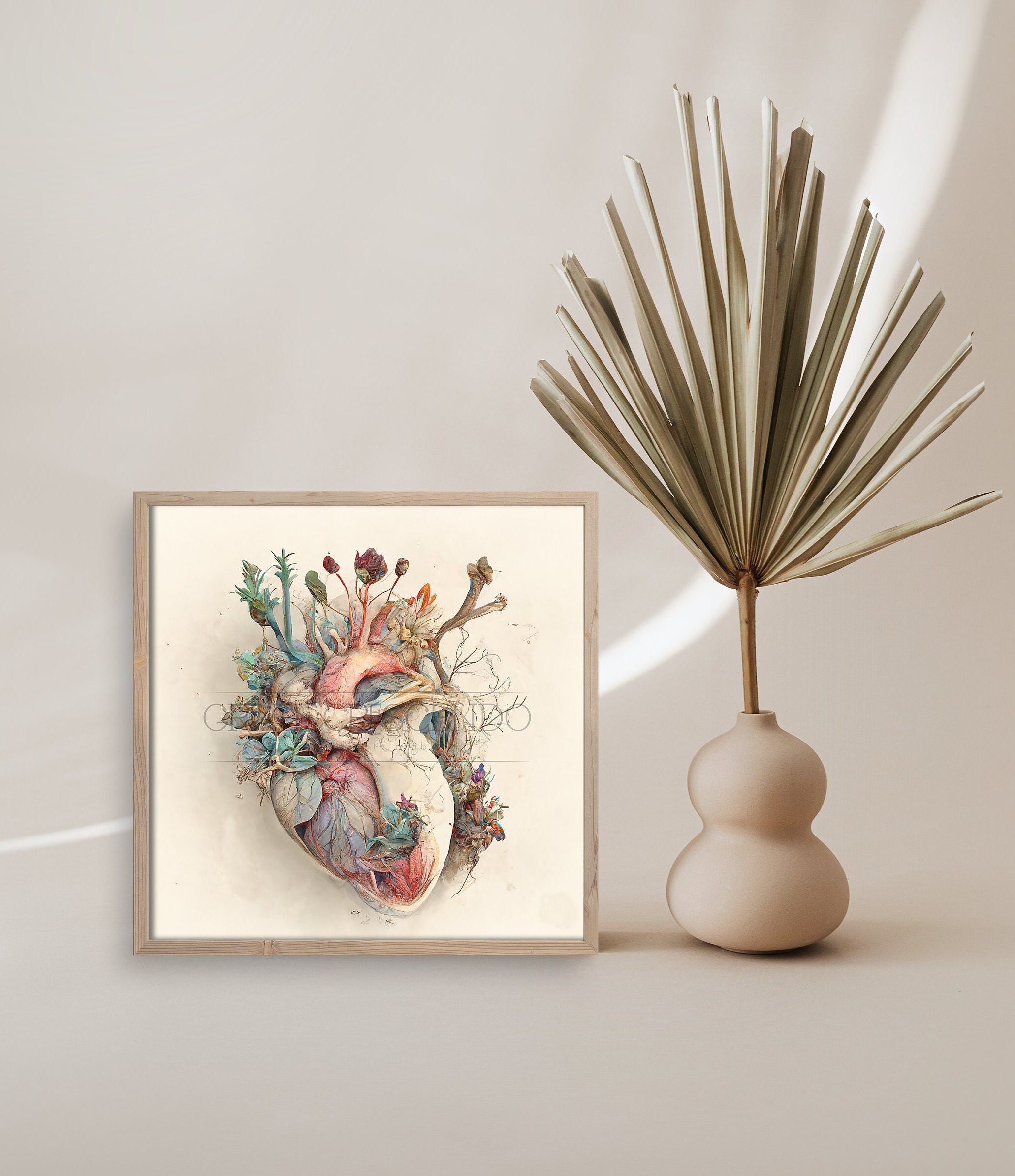 Floral Heart Printable Poster, Digital Heart, Gift for Her, Ai Wall Art ...