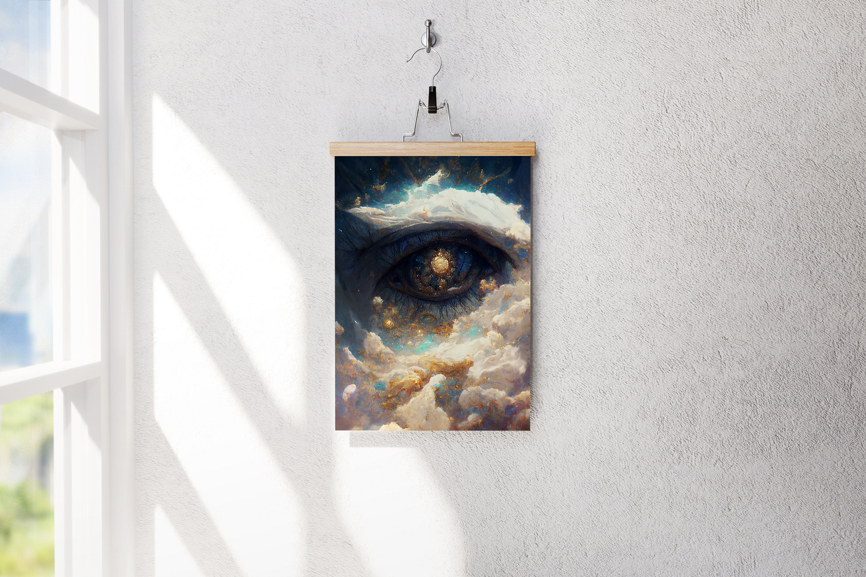Universe and Eye Ai Generated Printable Wall Art, Midjourney, Dark Art